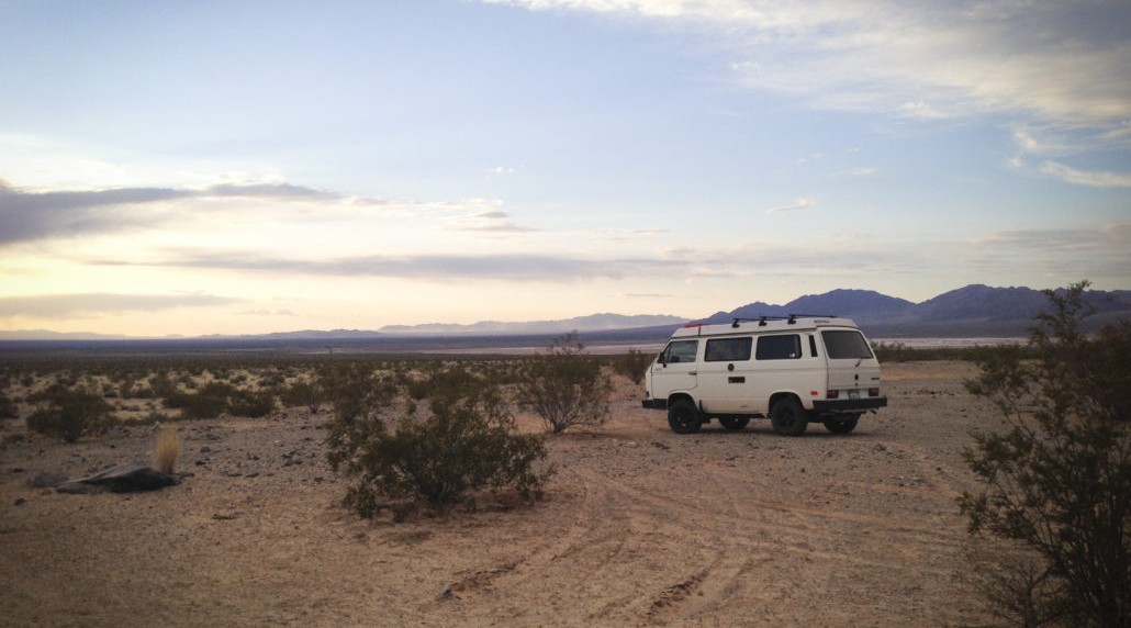 van alone in the desert